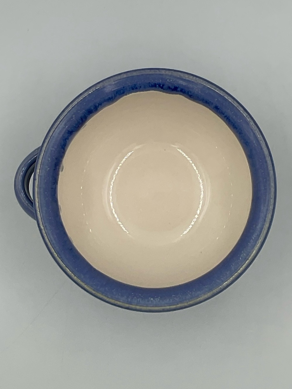 Blue Drip Studio Pottery Hand Thrown Bowl with Single Handle - Picture 7 of 9